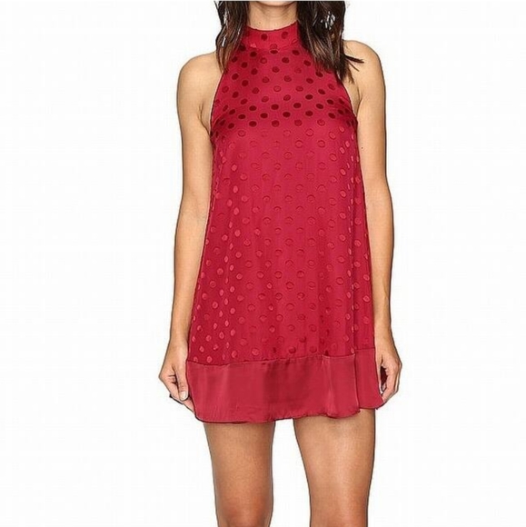 LOVERS + FRIENDS POLKA DOT MOCK NECK SHIFT DRESS M - Picture 1 of 8